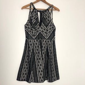 Free People Black and White Lace Cutout Dress Sz 8